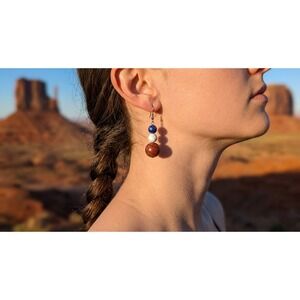 Handcrafted Santo Domingo Kewa Coral White Horse Earrings 2.2 inch by Coriz  ***